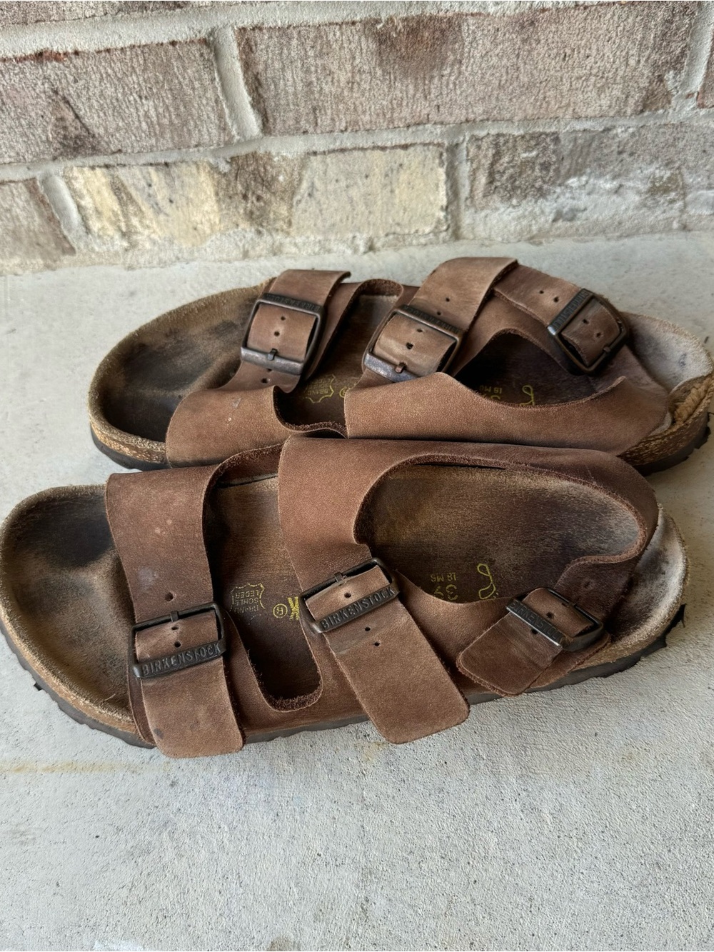 Birkenstock Brown Suede Double Strap Sandals with Buckles